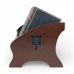 Edwardian book trough, the serpentine ends with boxwood stringing, pierced foliate keyhole shaped detail, and integrated shaped supports, housing Scott, Sir Walter, Poetical Works, Edinburgh, 1868, 12 vols, book trough 18.5cm x 38cm x 22.5cm
