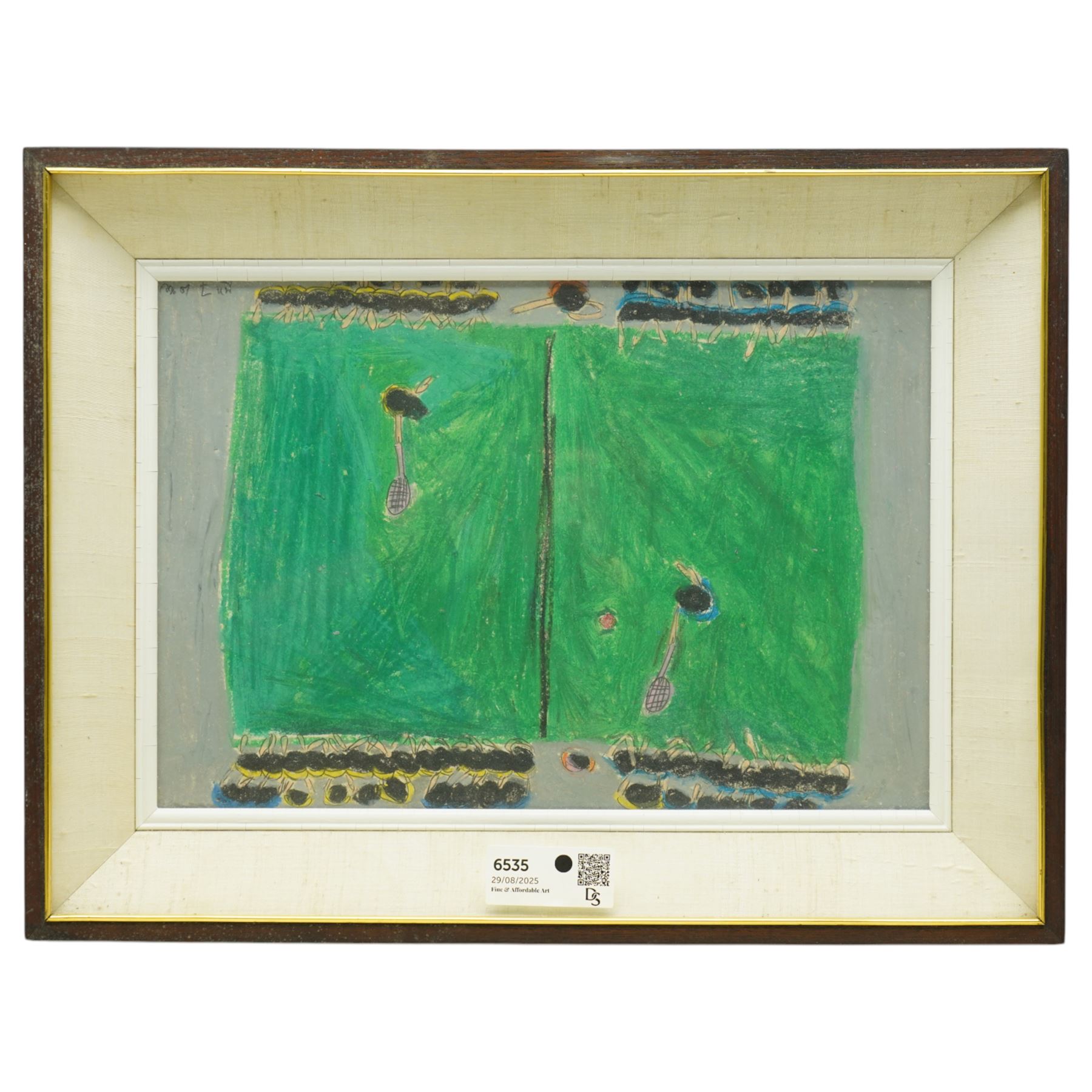 Thai Naive School (20th century): The Tennis Match, pastel indistinctly signed 27cm x 39cm