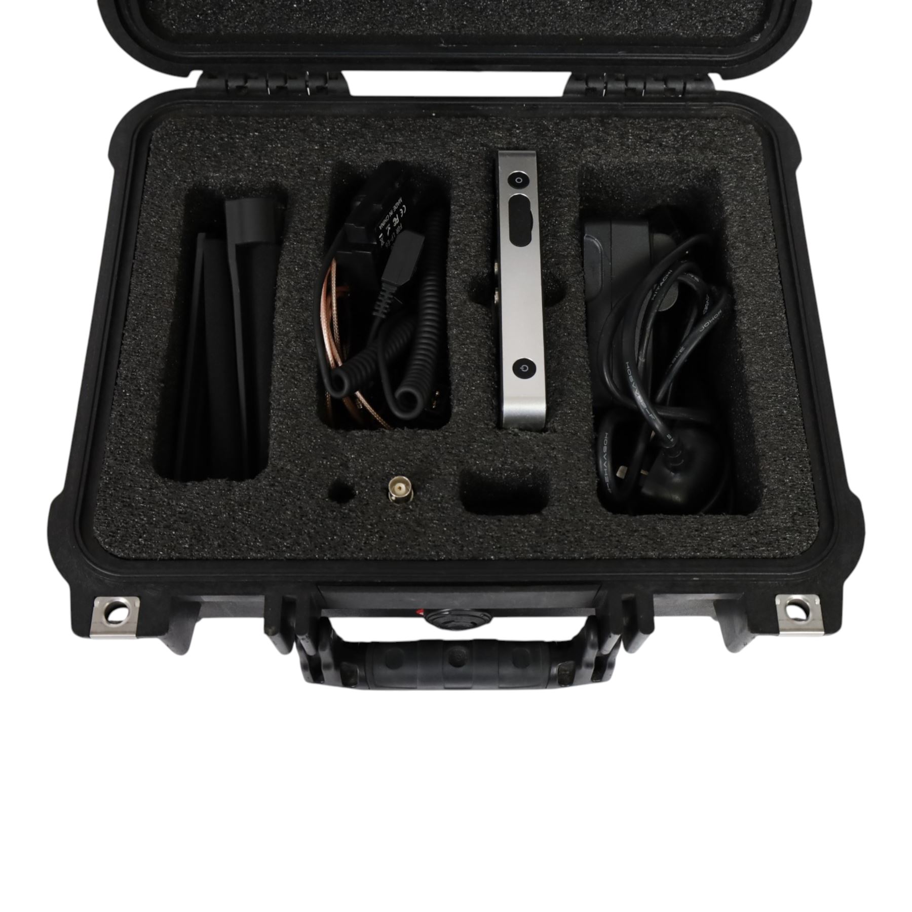 SmallHD 502 5 inch monitor, with sun hood, SmallRig magic arm and associated cables including two dummy batteries, two SDI cables, three batteries and charger, contained within a Peli 1400 case