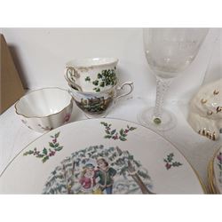 Pair of Beswick staffordshire style King Charles Spaniels, together with Royal Albert teacups, etc 