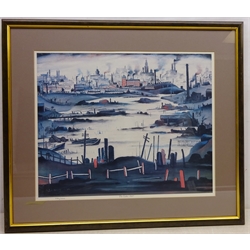  After Laurence Stephen Lowry RA (Northern British 1887-1976): 'The Lake', limited edition colour print No.282/500, 40cm x 49cm  