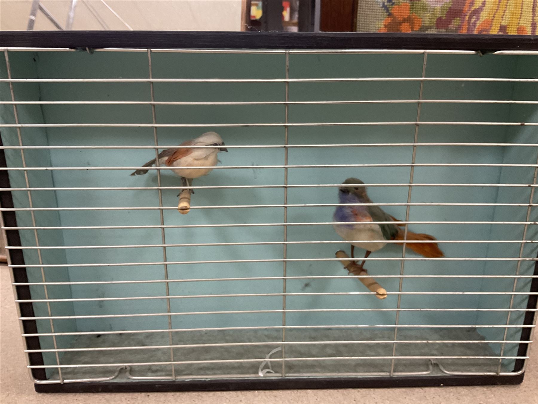 Mahogany framed easel mirror and another mirror, Firescreen with needlework panel depicting a woman in the garden H73cm, other wood items etc