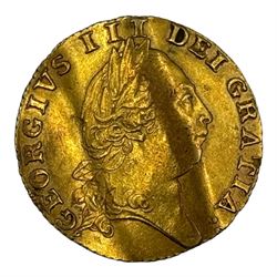 1789 gold full guinea coin, two folds/be