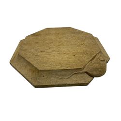 Mouseman - oak chopping board or kettle stand, octagonal form with moulded edge carved with mouse signature, by the workshop of Robert Thompson, Kilburn, W19cm