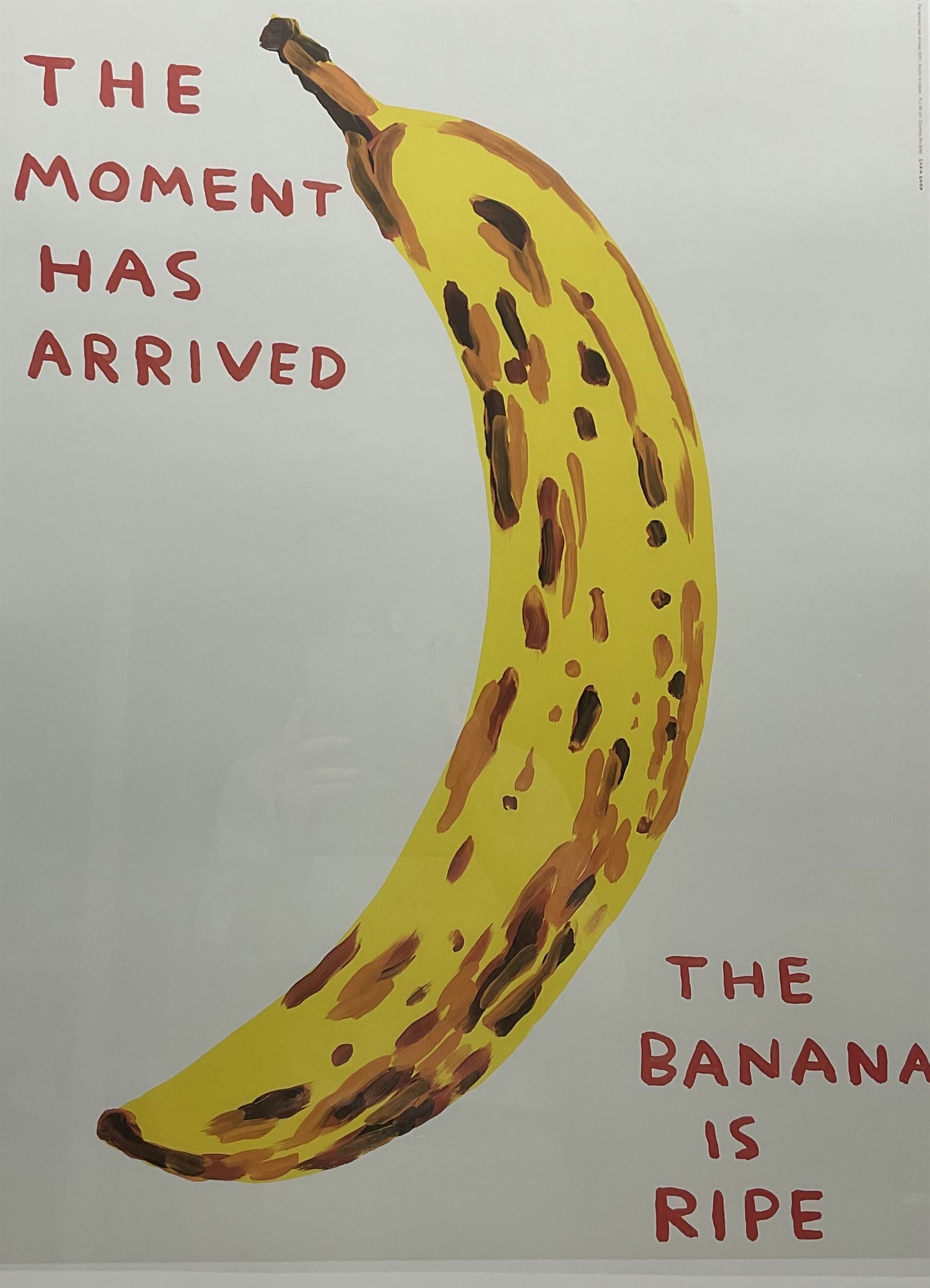 David Shrigley OBE (British 1968-): 'The moment has arrived - The banana is ripe', offset lithographic poster 79cm x 59cm