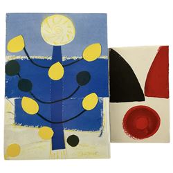 Sir Terry Frost RA (British 1915-2003): Black and Red Composition, screenprinted invitation for a private exhibition viewing at the Belgrave Gallery 1994; Blue Tree, exhibition leaflet for Belgrave Gallery 2002, 30cm x 21cm (2) (unframed)