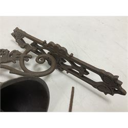 Cast iron exterior hanging garden bell with decorative butterfly bracket