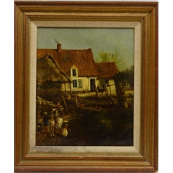  Continental Farmstead, 19th century oil on canvas laid on board possible initials bottom right 29cm x 24cm  