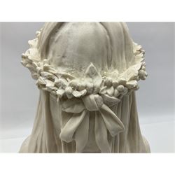 After Antonio Frilli, bust of A Veiled Bride signed A Filli, Firenze, Italy beneath, H34cm 