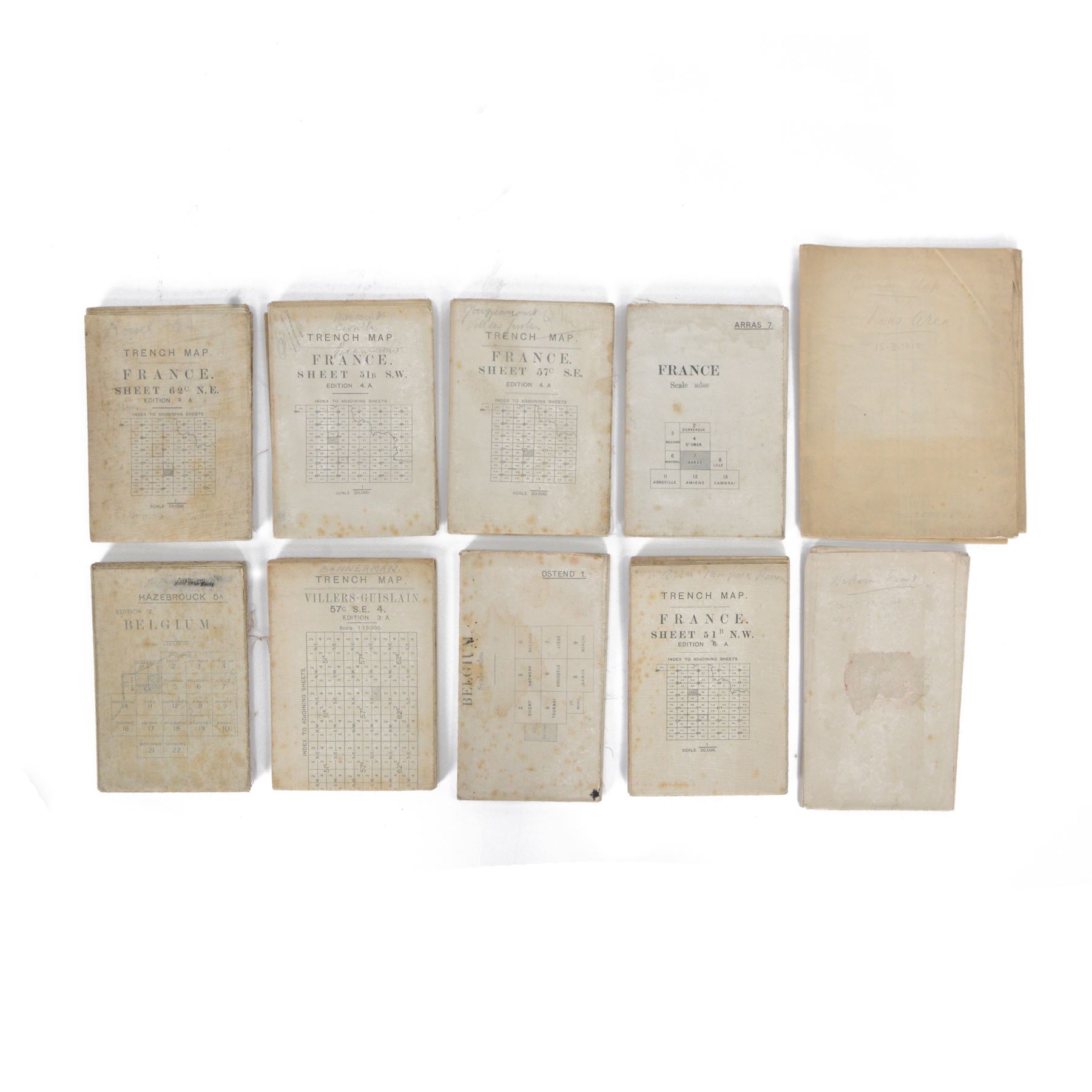 Collection WWI maps, including Trench maps for Villers-Guislain, France and Belgium