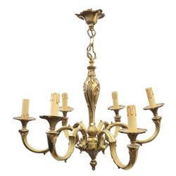 Early 20th century Rococo Revival gilt bronze six branch chandelier