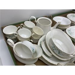 Royal Stafford part tea and dinner wares, to include cafetiere, sauce boat, coffee pot, teapot, cups and saucers, eight dinner plates, seven side plates, bowls, etc, together with Tuscan Love in the Mist pattern tea wares, etc, in three boxes