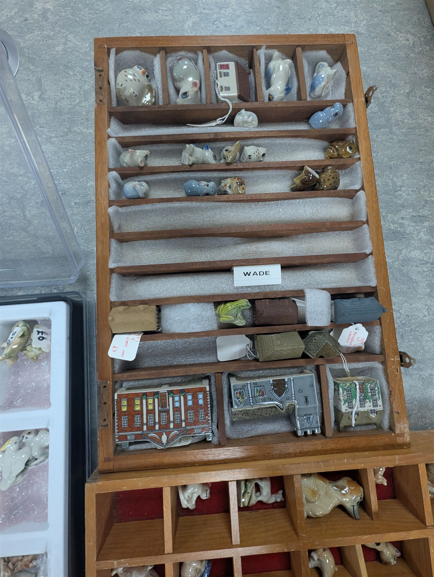 Large collection of Wade Whimsies, including Happy Family, Water Life, KP Friars, Whoppahs, etc