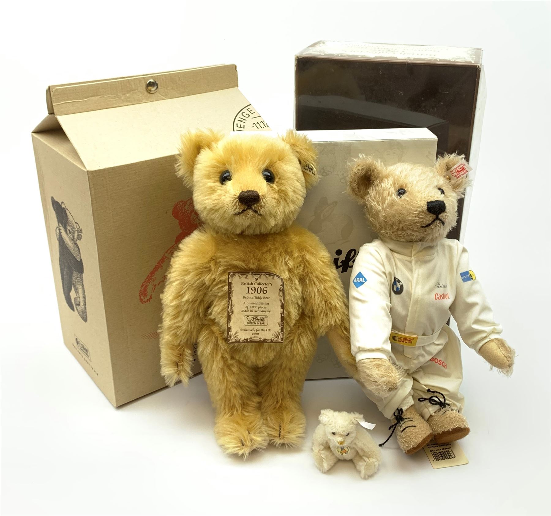 Steiff - limited edition 'Racing Driver' teddy bear wearing