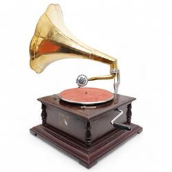 HMV wind up gramophone with fluted metal horn
