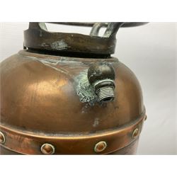 Early 20th century copper and brass Rex fire extinguisher, H55.5cm