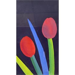 Nerys Ann Johnson (Welsh 1942-2001): Irises, watercolour and ink signed with initials and dated '99, 18cm x 10cm 