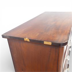 Victorian flame mahogany chest, fitted with two short over four long graduating drawers