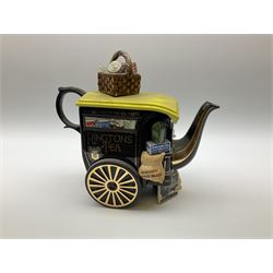 Three Ringtons novelty teapots, comprising The Ringtons Van teapot, the Tea Merchant teapot, and Millenium Celebration teapot. 