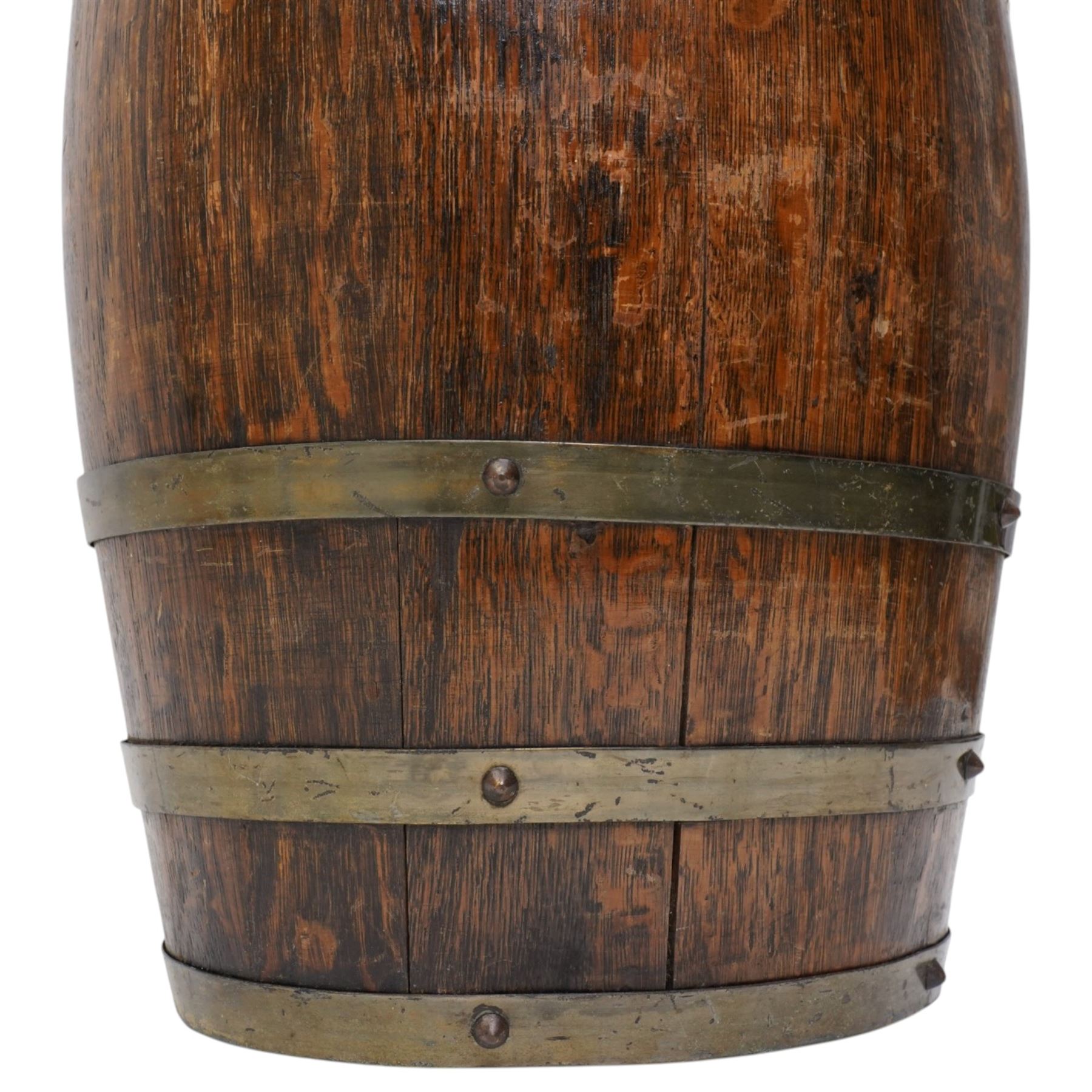 Coopered oak barrel six division stick stand H62cm