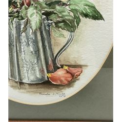 Susan Hoyle (British 20th century): Still Life of Daffodils, watercolour signed and dated 1992 together with Pamela J Thorpe (British 20th century): Still Life of Flowers in a Jug, watercolour signed and dated '94 max 46cm x 34cm (2)