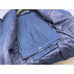 RAF style uniform, comprising of jacket and trousers, together with a leather suitcase, with initials MSD to the lid