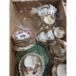 Colclough teawares, six Portmeirion Botanic Garden pastry forks, Leedsware bon  bon dish and a collection of other ceramics, in three boxes 