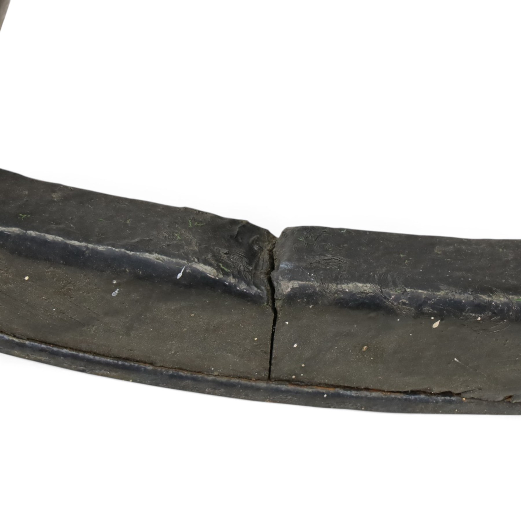 Pair of Victorian black lacquered and painted cartwheels with twelve spokes