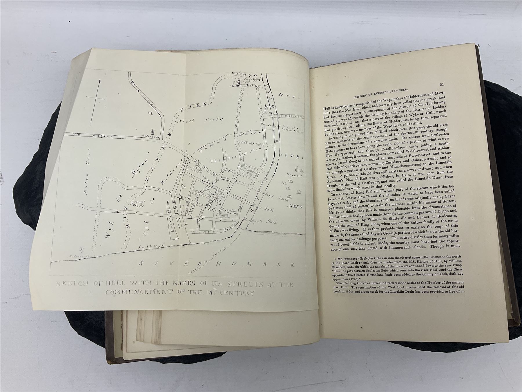Sheahan, James Joseph, History of the Town & port of Kingston upon Hull, Second edition, John Green Beverley, 1866, folding frontis, map and engraved plates, together with another example of the same, (2)