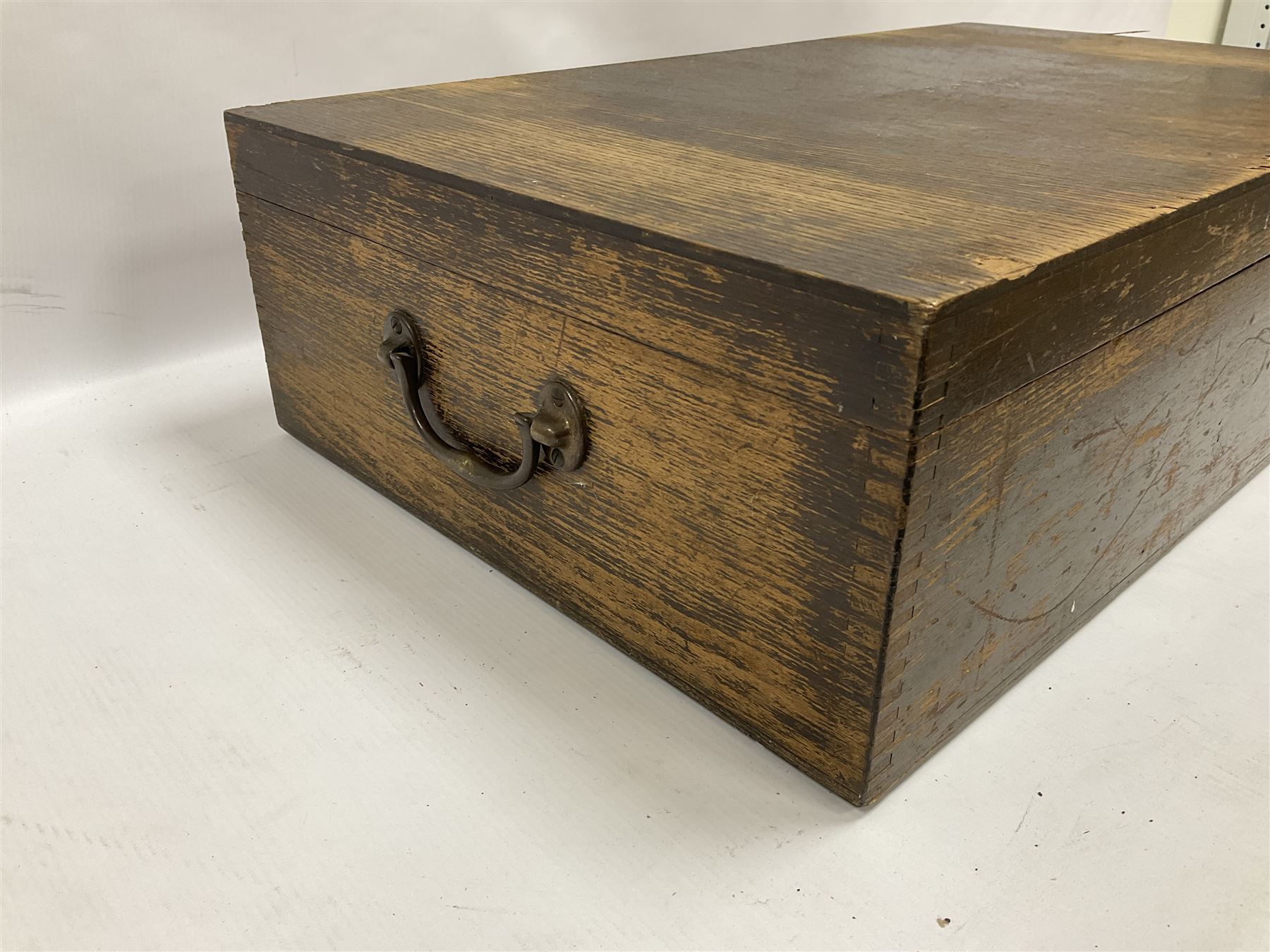 Meccano - original set number ten wooden outfit chest with two lift-out trays