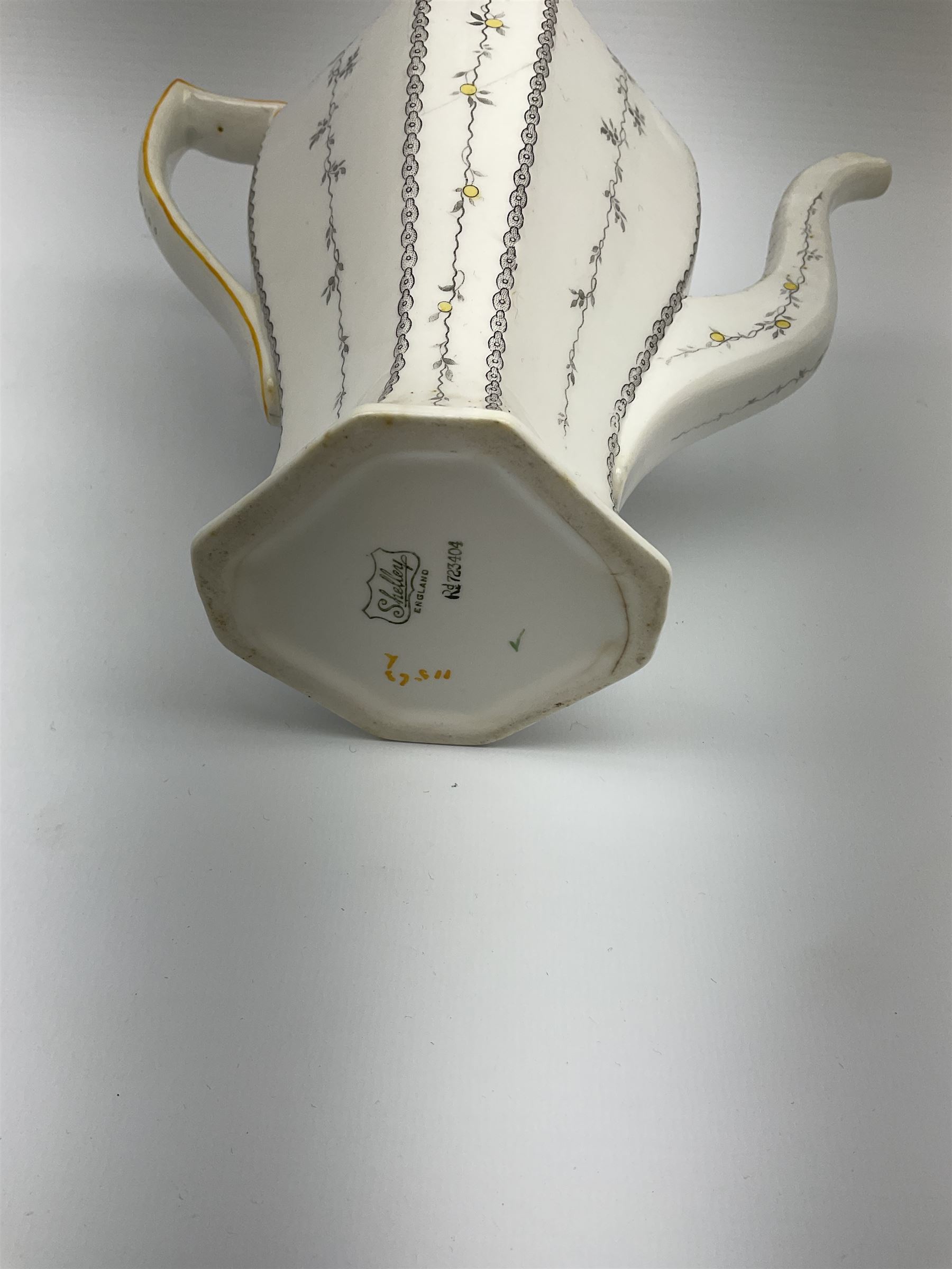 An Art Deco Shelley Queen Anne shape coffee set for six decorated