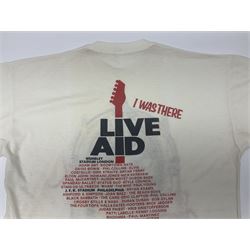 Live Aid memorabilia 13th July 1985 Wembley Stadium - Official Programme with ticket; and The Global Juke Box T-shirt