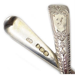  Set of twelve Victorian silver teaspoons and pair of sugar nips by Josiah Williams & Co London 1891, 7oz cased  