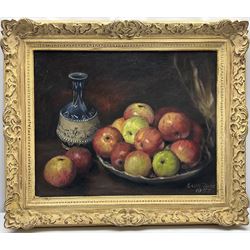 Edith Todd (British 1894-1973): Still Life of Apples, oil on canvas signed and dated 1957, 39cm x 49cm