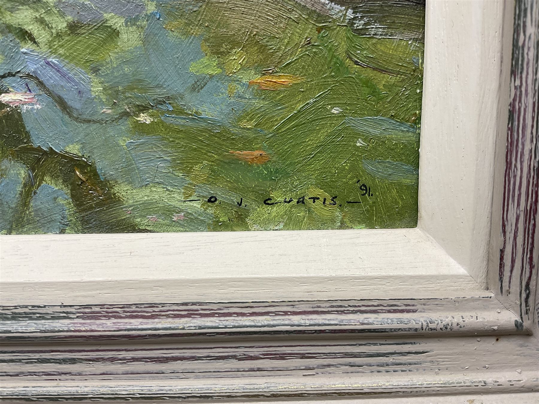 David Jan Curtis (British 1948-): The Garden Pond with Goldfish, oil on panel signed 29cm x 39cm
