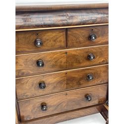 Victorian mahogany chest, frieze drawer over two short and three long drawers, turned column pilasters, on turned feet