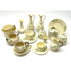 A group of Belleek Shamrock pattern china, to include a number of second period mark pieces, and later examples. (Qty). 