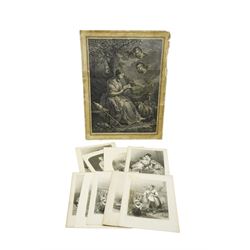 After Carle Van Loo (French 1705-1765): St Genevieve, 18th-century etching; together with ...