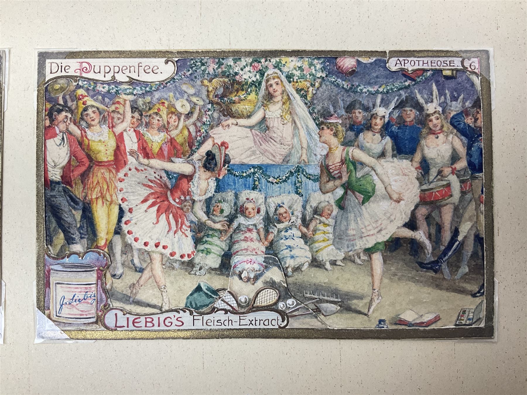 Six original Liebig watercolour illustrations: 'La Fie des Poupiees' 1907