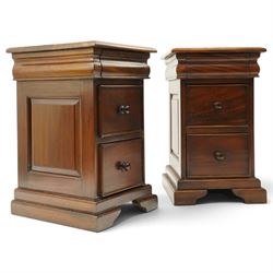 Barker & Stonehouse - pair of 'Grosvenor' contemporary hardwood bedside chests, rectangular top over shaped cushion drawer and two cock-beaded drawers, on shaped bracket feet