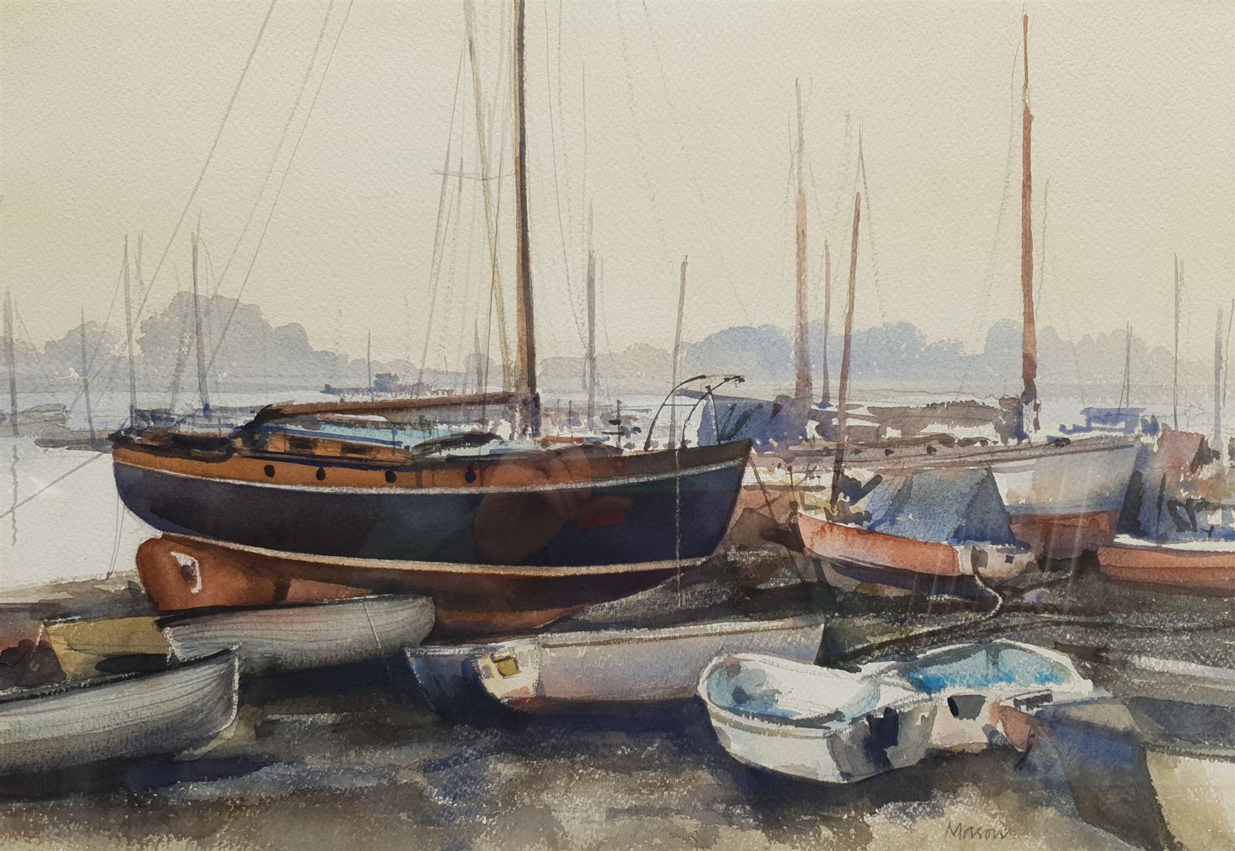 Cyril Harry Mason (British 1928-2012): 'Birdham' Harbour, watercolour signed, titled verso 36cm x 51cm