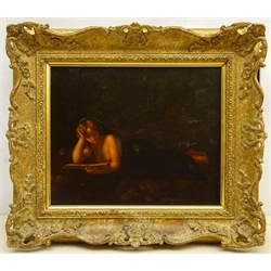 Italian School (19th/20th century): Mary Magdalene Reading, oil on tin unsigned 23cm x 28cm