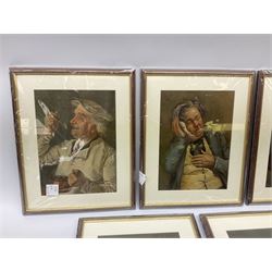 A series of five Pears character prints depicting a personification of the senses, including 'Feeling', 'Smelling', 'Hearing', 'Tasting' and 'Seeing', depicting gentlemen of various occupations, offset lithographic prints 28cm x 20cm (5)