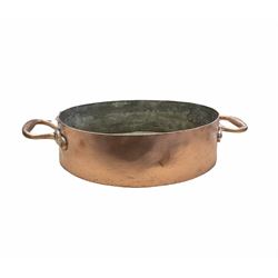 Twin handled copper pan, D38.5cm