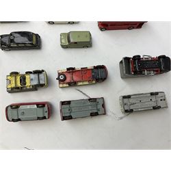 Thirty-seven unboxed and playworn die-cast models including Dinky BRM and Cooper racing cars, Snow Plough, Brinks Armoured Car etc; Corgi Oldsmobile Super 88, Commer 5-Ton lorry, The Saint's Volvo 1800, Bedford CA Van etc; Spot-On Ice Cream Van and Ford Zephyr Six; Budgie Towing Tender etc (37)