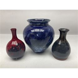  Royal Doulton Flambe vase, together with Highland Stoneware vase and other collectables 