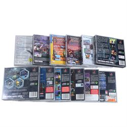 Twelve Sony Playstation 1 games, comprising Theme Hospital, Fear Effect, Fear Effect 2, Roswell Conspiracies, Spider-Man, Best of Infogrames Action Man, Need For Speed II, Machine Hunter, Area 51, Lucky Luke, Agile Warrior F-IIIX and Fighting Force