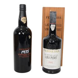 Ferreira 1980 L.B.V port, 19.5% vol 70cl and Cockburns 1975 vintage port unknown contents and proof