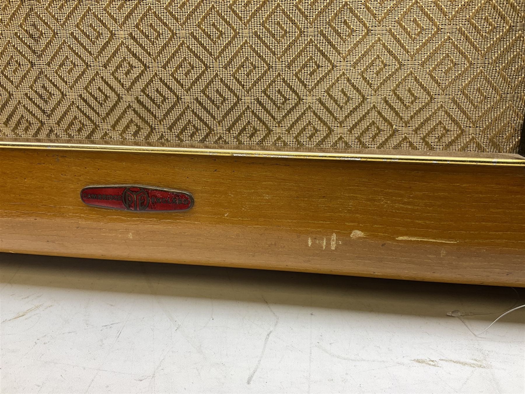 1950s Pye Type PE80 Cambridge International radio, W58cm H43cm D27cm, together with 1952 Pye Type P45 valve radio and 1940s Pye Type 15A radio (3)