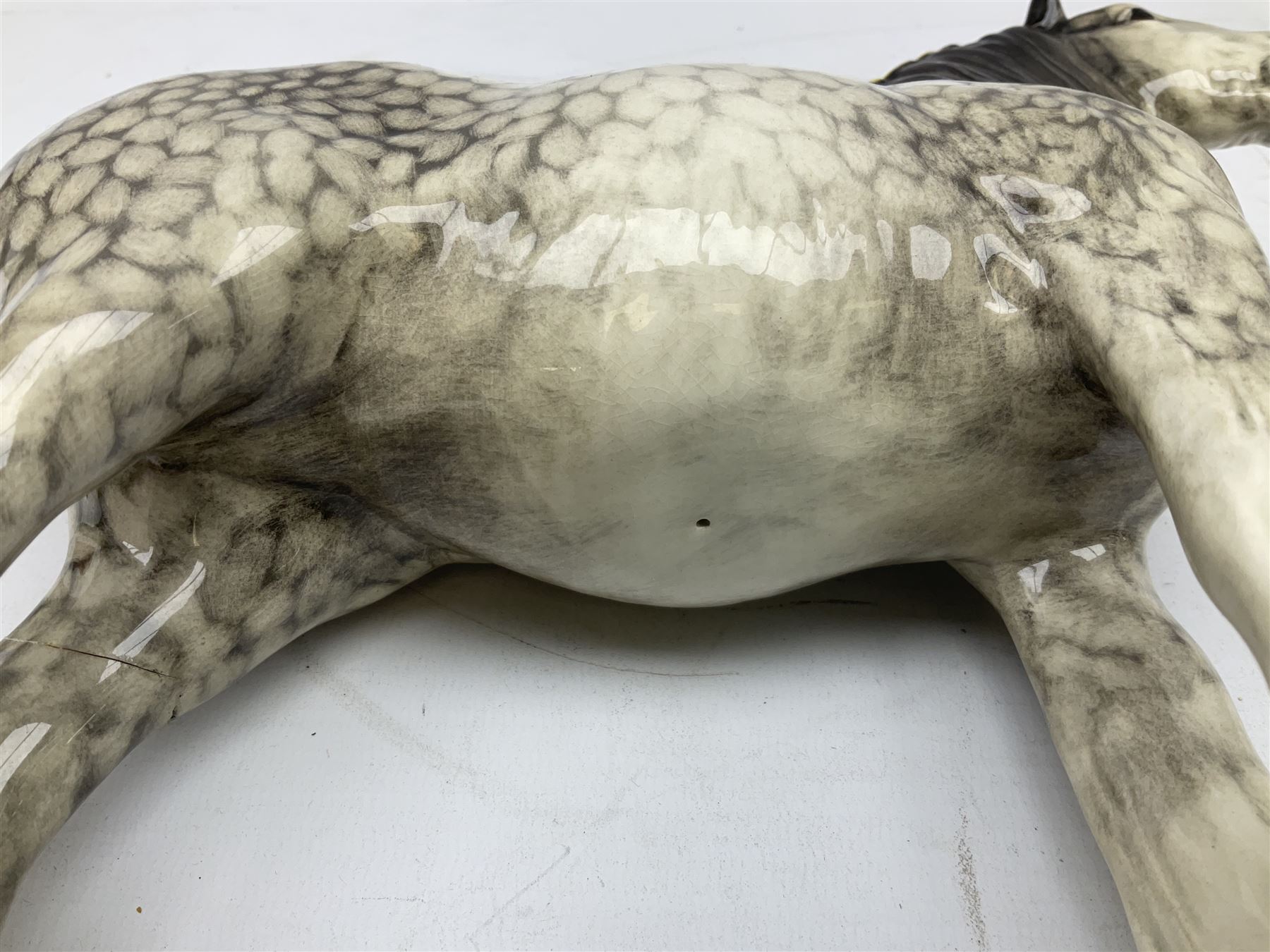 Beswick Shire horse in rocking horse grey no. 818, with printed mark beneath, H21cm